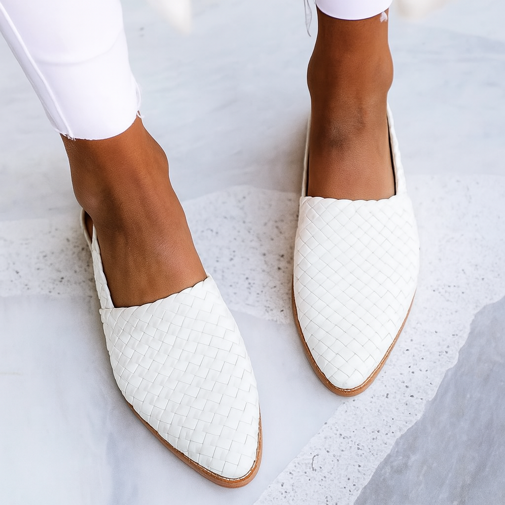 Priscella™ | Woven Pointed-Toe Flat Mule
