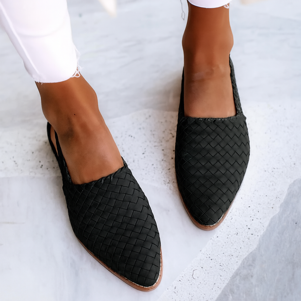 Priscella™ | Woven Pointed-Toe Flat Mule