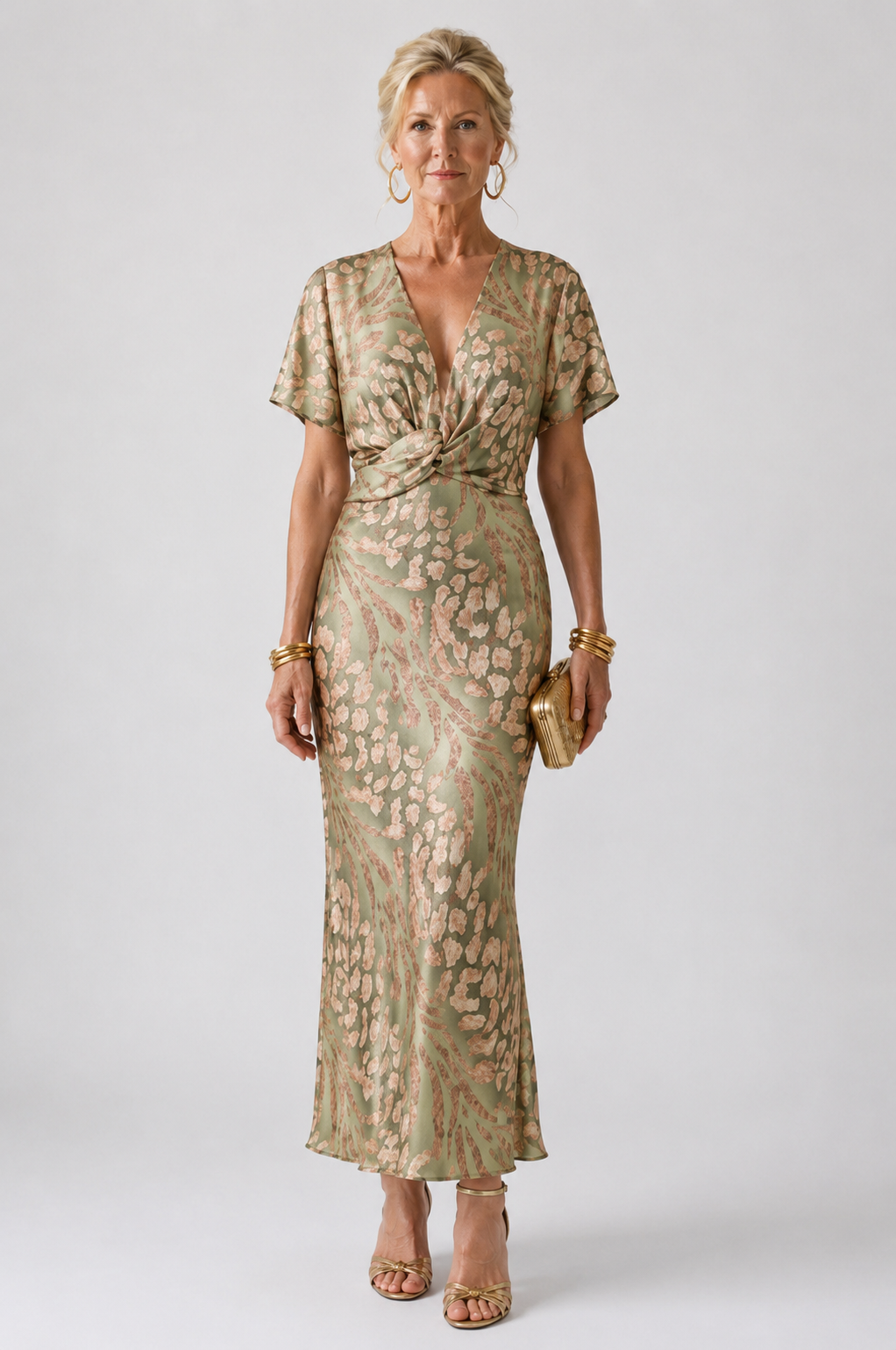 Eloise™ | Abstract Print V-Neck Twist Waist Midi Dress