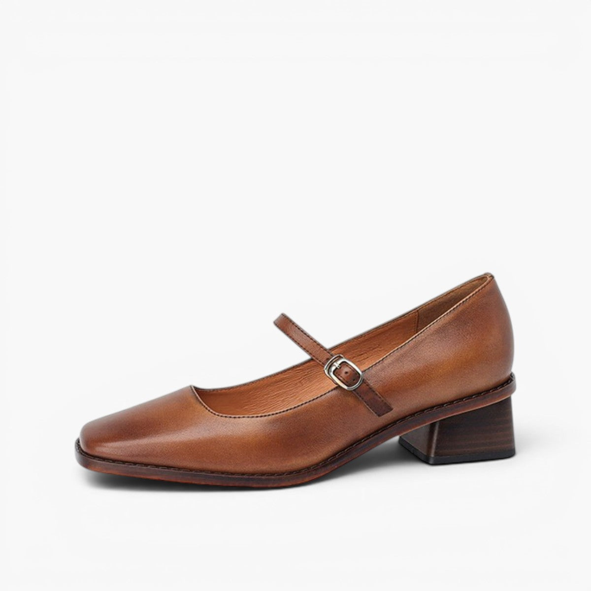 Women's Strap Leather Mary-Jane Heels