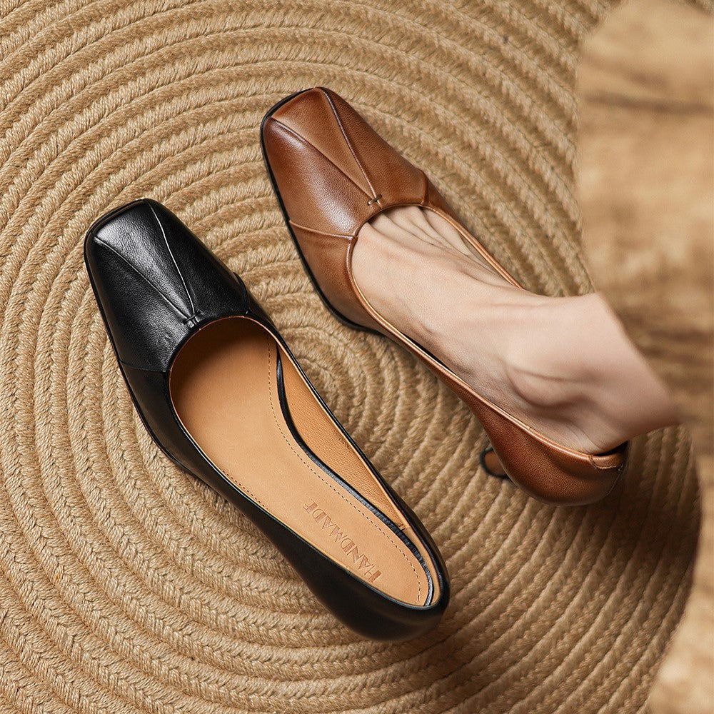 Women's Leather Square-Toe Pumps