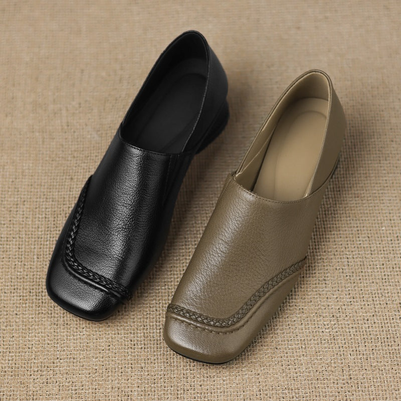 Women's Square-Toe Leather Slip-On