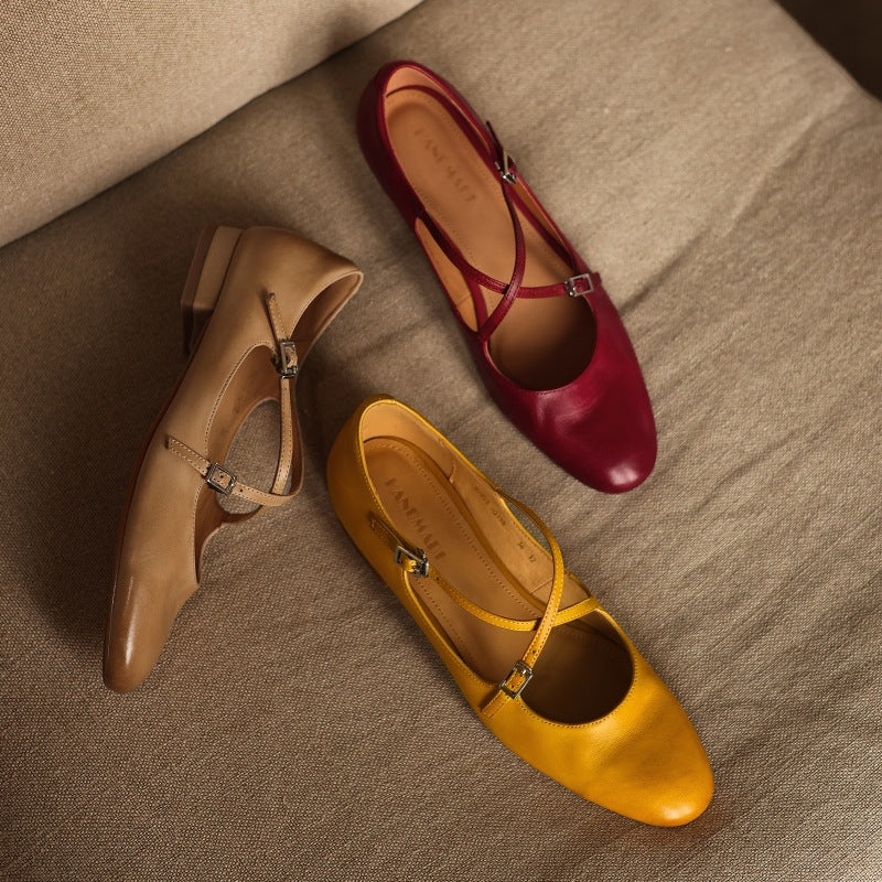 Women's Mary-Jane Leather Flats