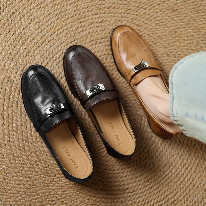 Women's Lock Accent Leather Loafers