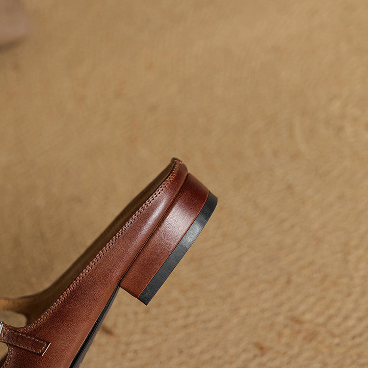 Women's Mary-Jane Leather Mules