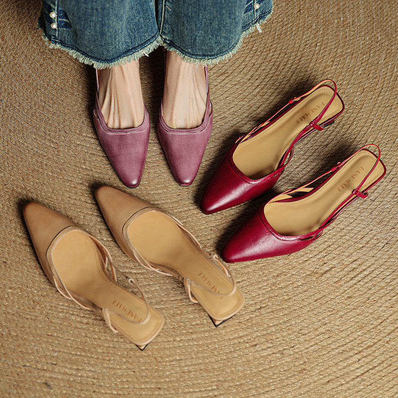 Women's Slingback Leather Heels