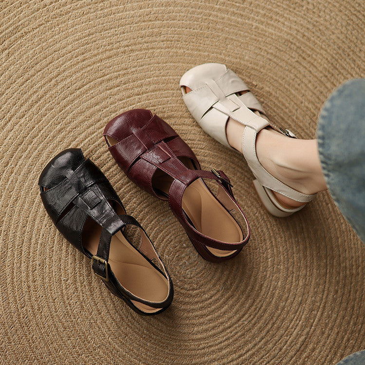 Women's Roman Leather Heels