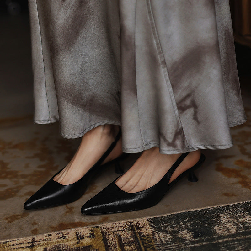 Women's Lambskin Leather Slingback Heels