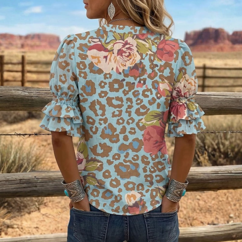Vintage Floral Print Blouse