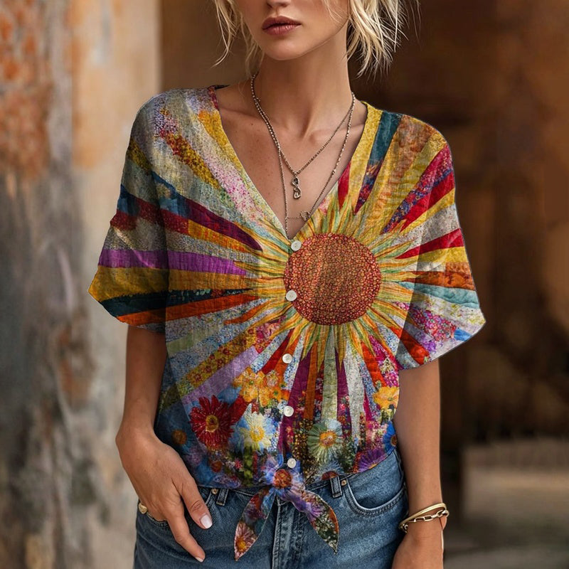 Vintage Floral Print Blouse