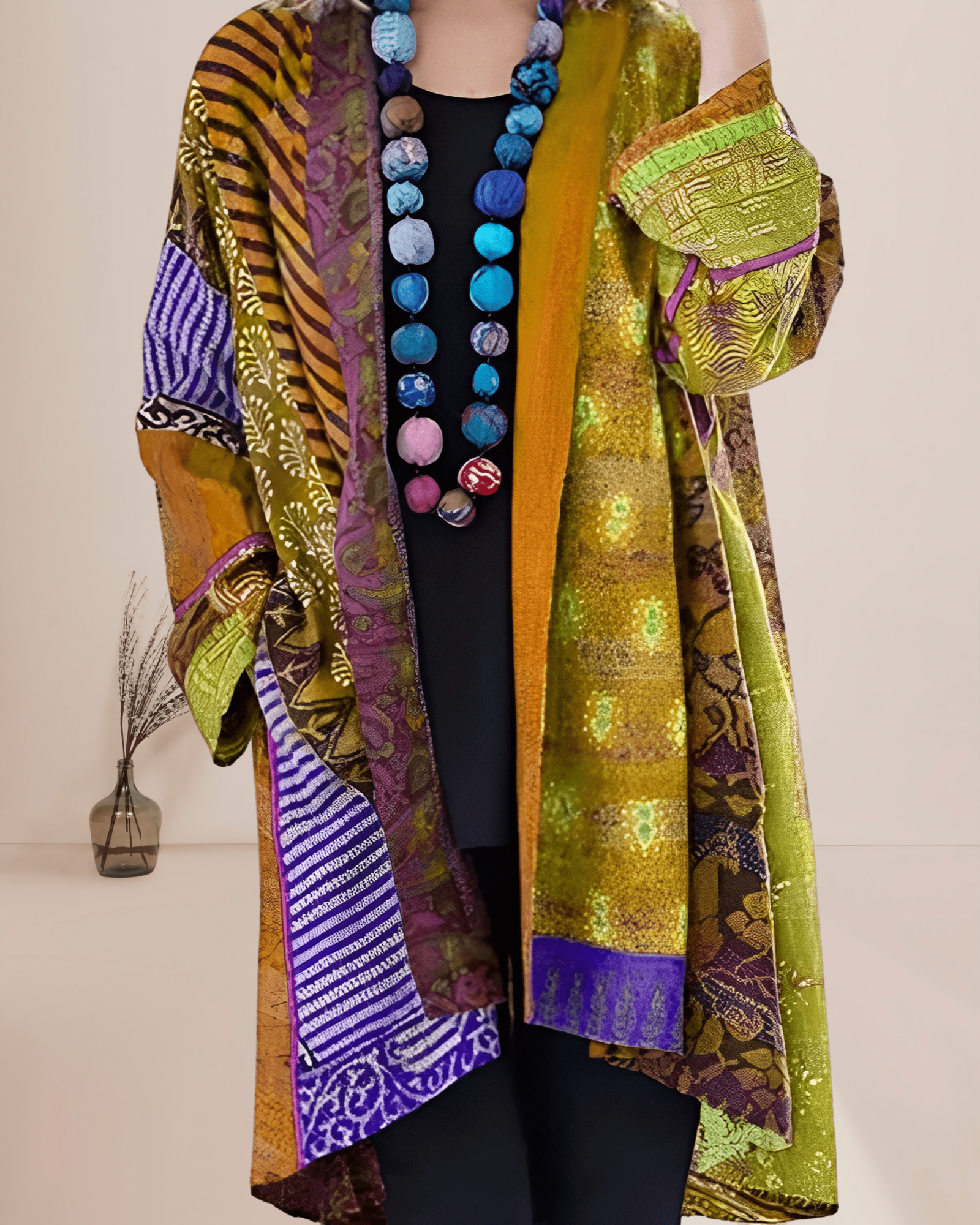 Kambelle™ | Boho Patchwork Print Longline Cardigan