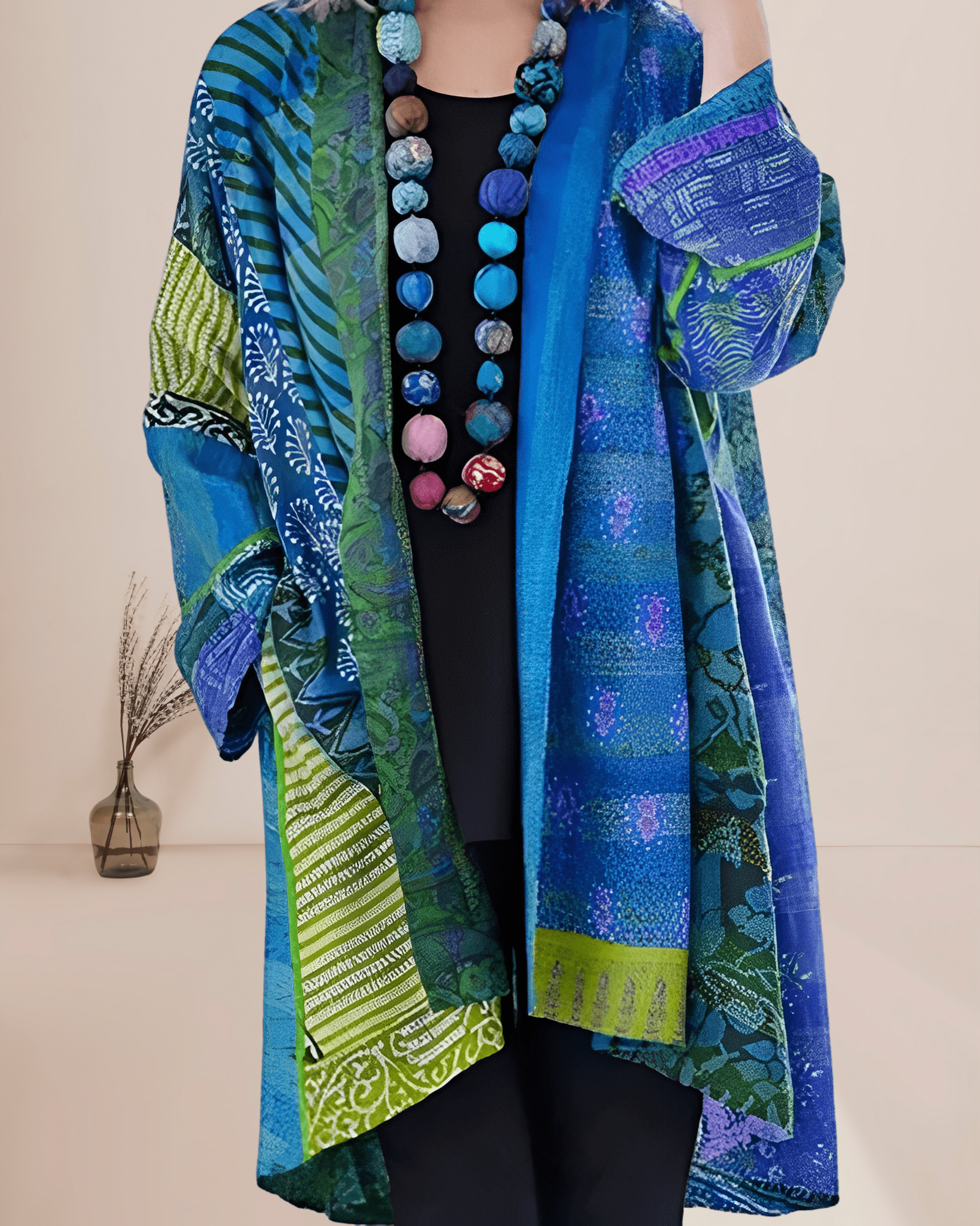 Kambelle™ | Boho Patchwork Print Longline Cardigan