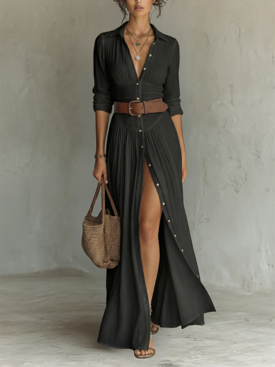 Augustina™ | Effortless Boho Shirt Dress in Casual Maxi Style