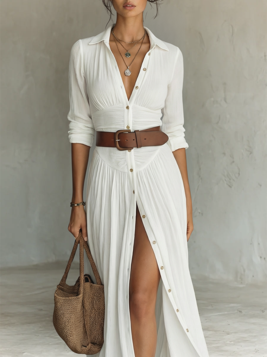 Augustina™ | Effortless Boho Shirt Dress in Casual Maxi Style