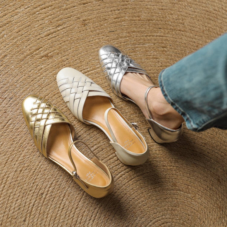 Women's Woven Leather Heels