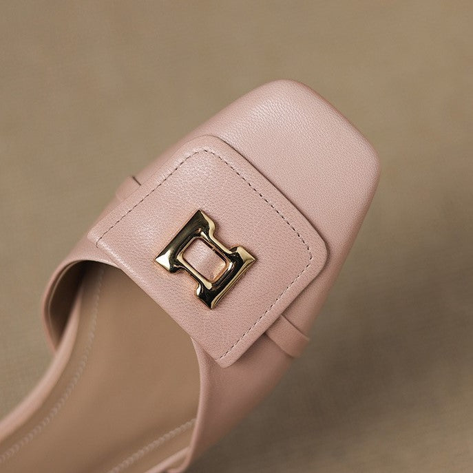 Women's Buckle Leather Mary-Janes