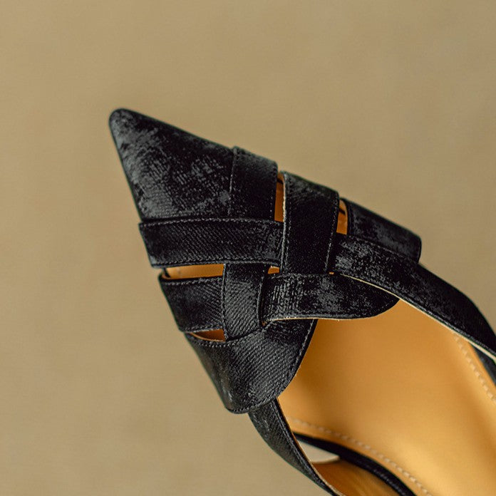Women's Woven Leather Slingback Heels