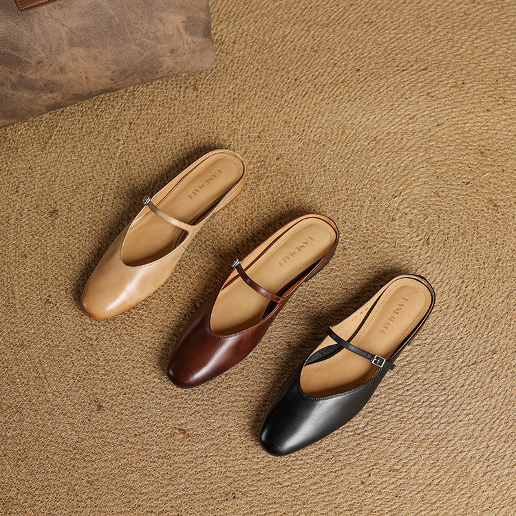 Women's Mary-Jane Leather Mules