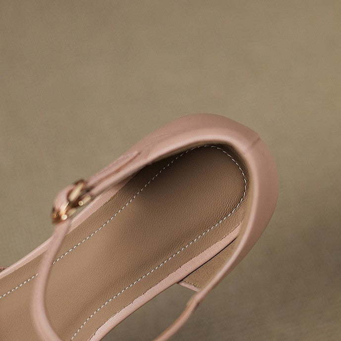 Women's Buckle Leather Mary-Janes
