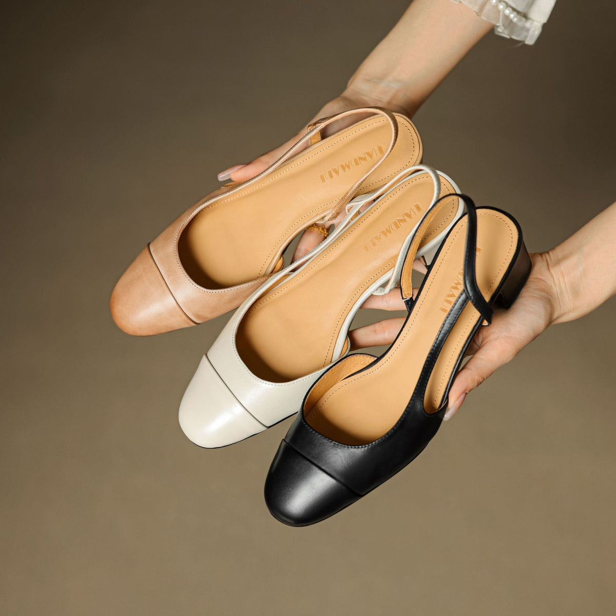 Women's Slingback Leather Heels