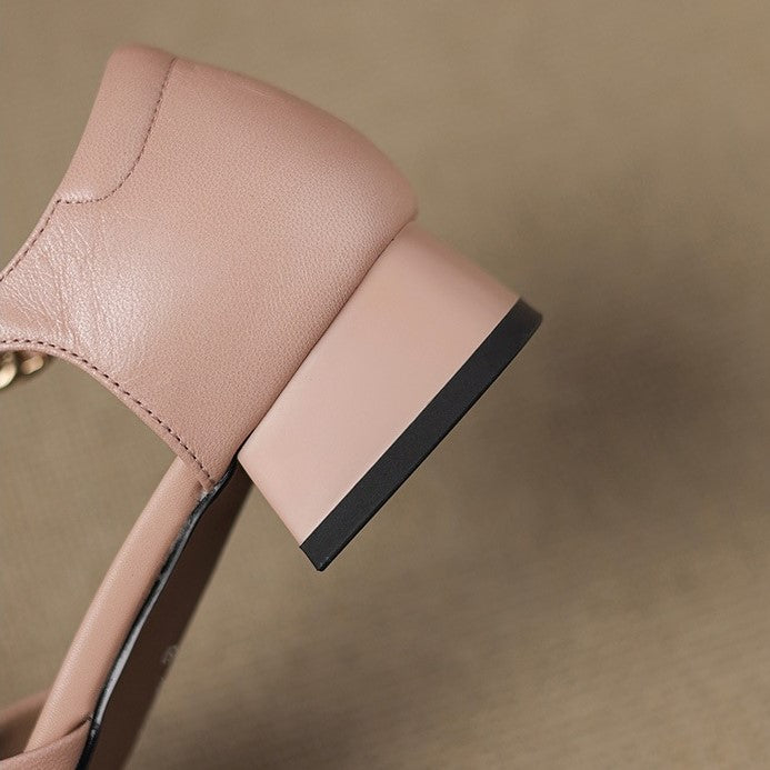 Women's Buckle Leather Mary-Janes