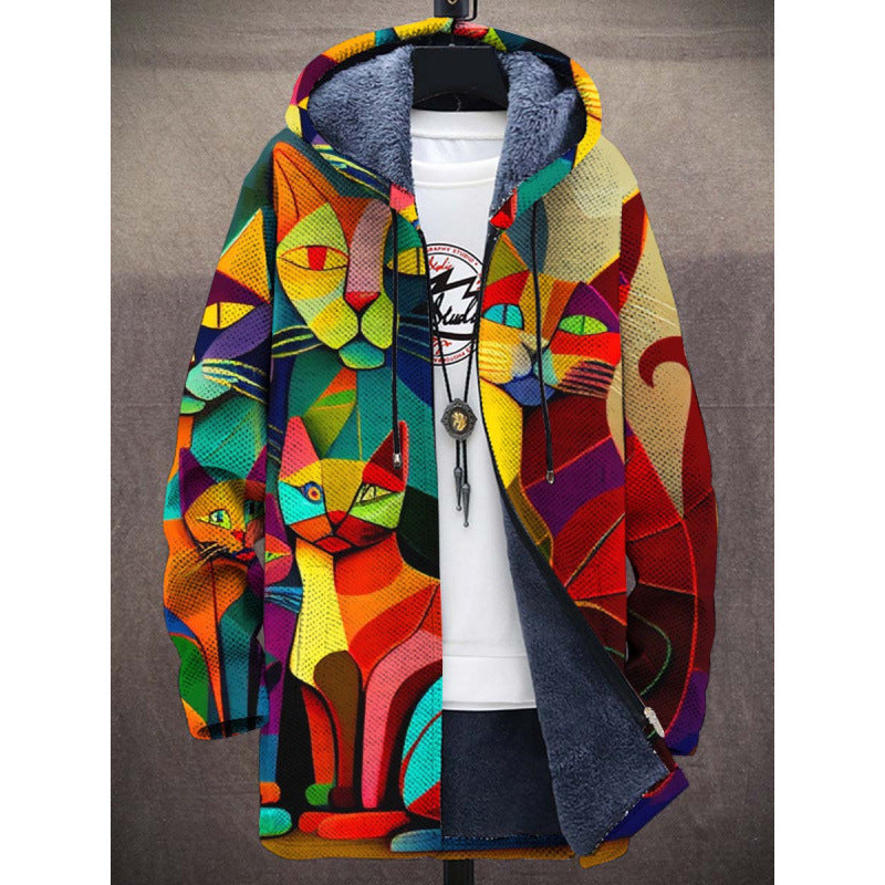Nixara™ | Artistic Zip-Up Hooded Jacket
