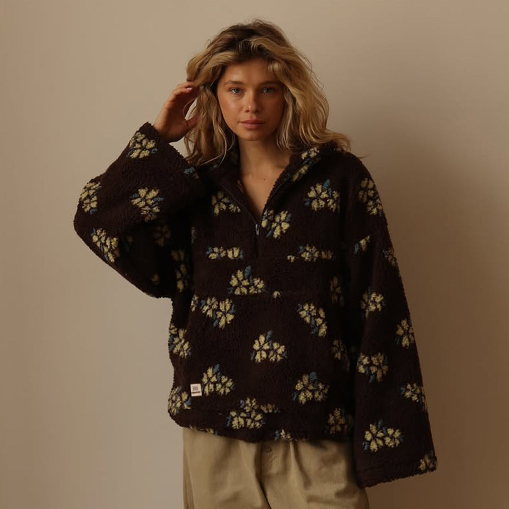 Petronelle™ | Floral Half-Zip Oversized Sweater
