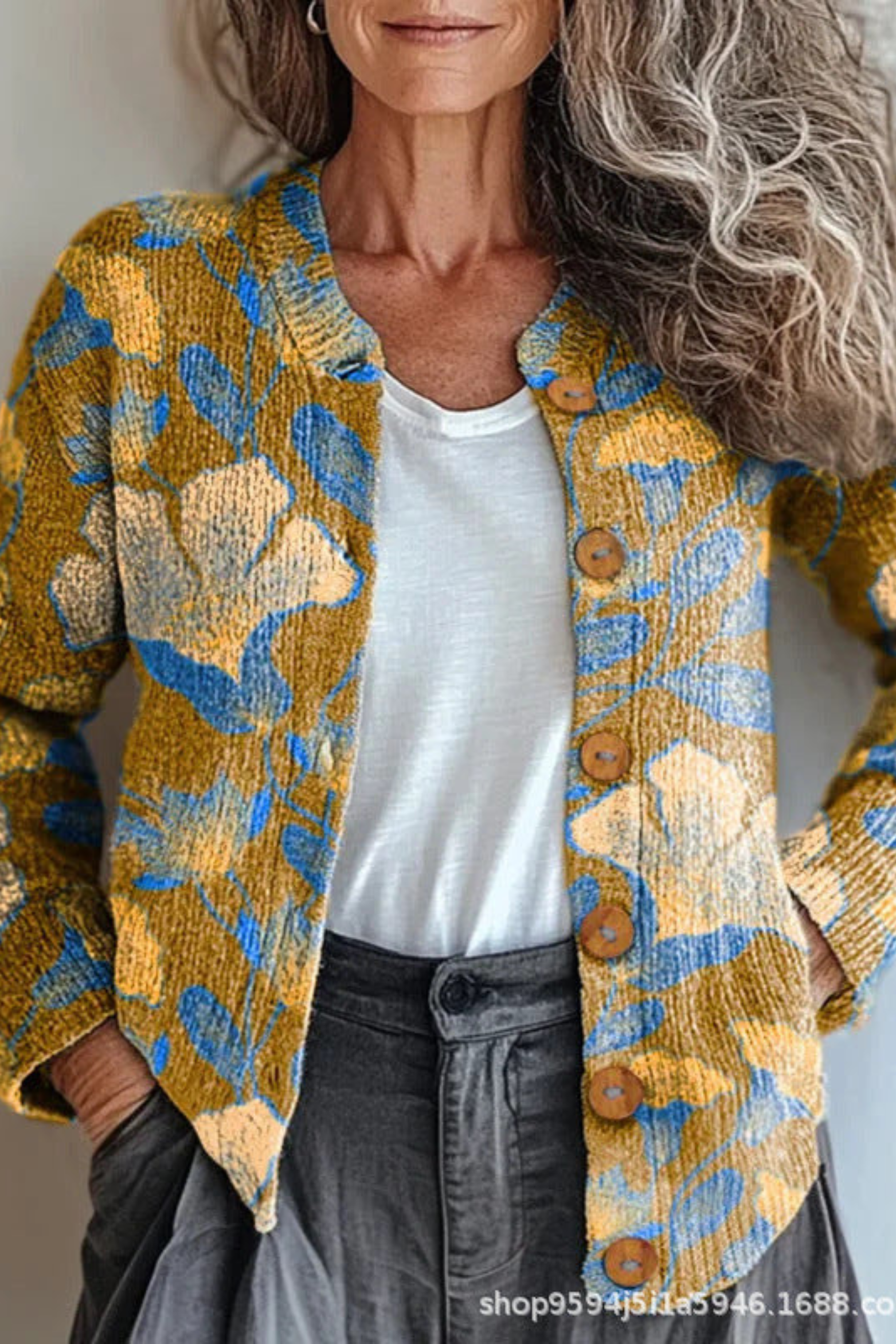 Petronella™ | Floral Patchwork Knit Cardigan