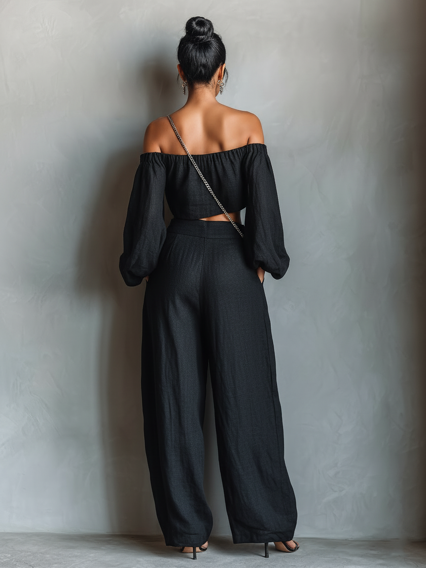 Beatrix™ | Off-Shoulder Crop Top & Wide-Leg Pant Set