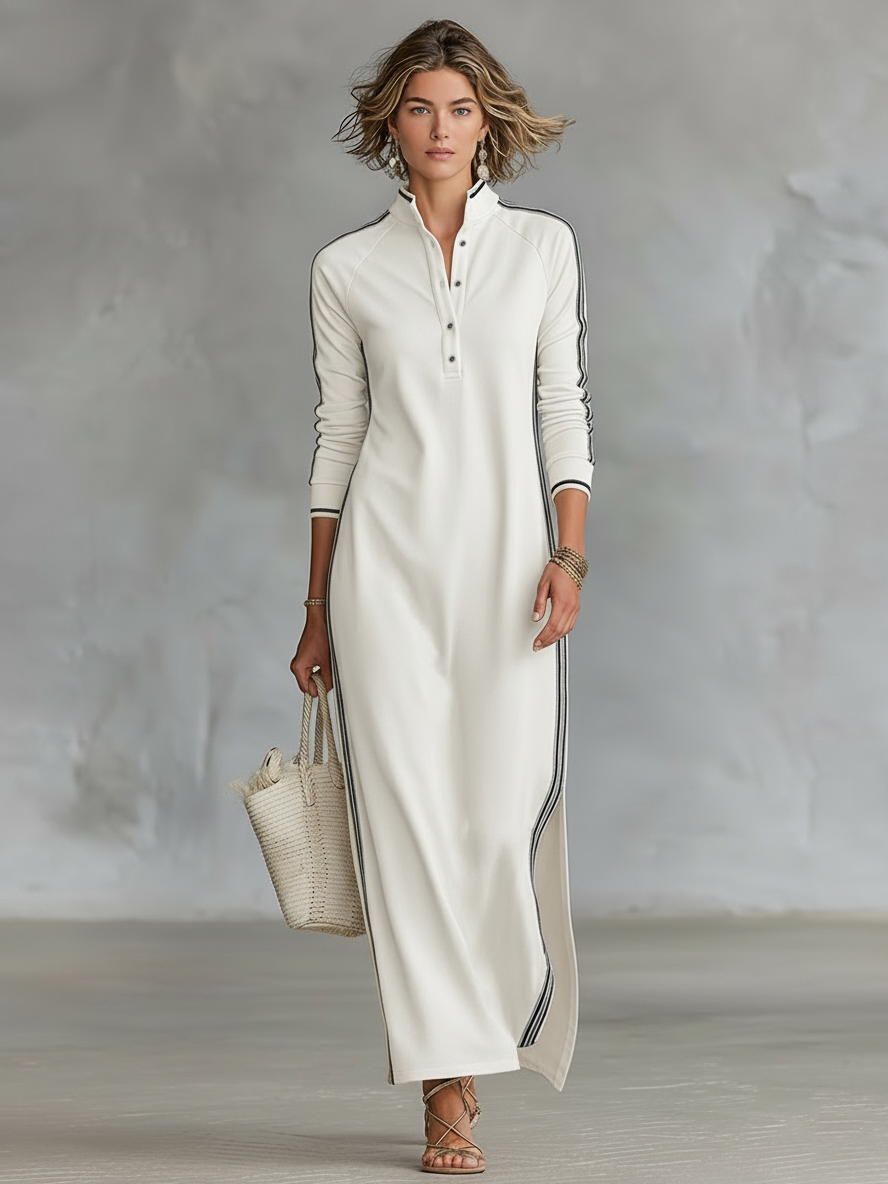Merilyn™ | Collared Sweatshirt Maxi Dress