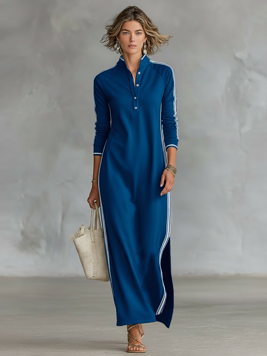 Merilyn™ | Collared Sweatshirt Maxi Dress