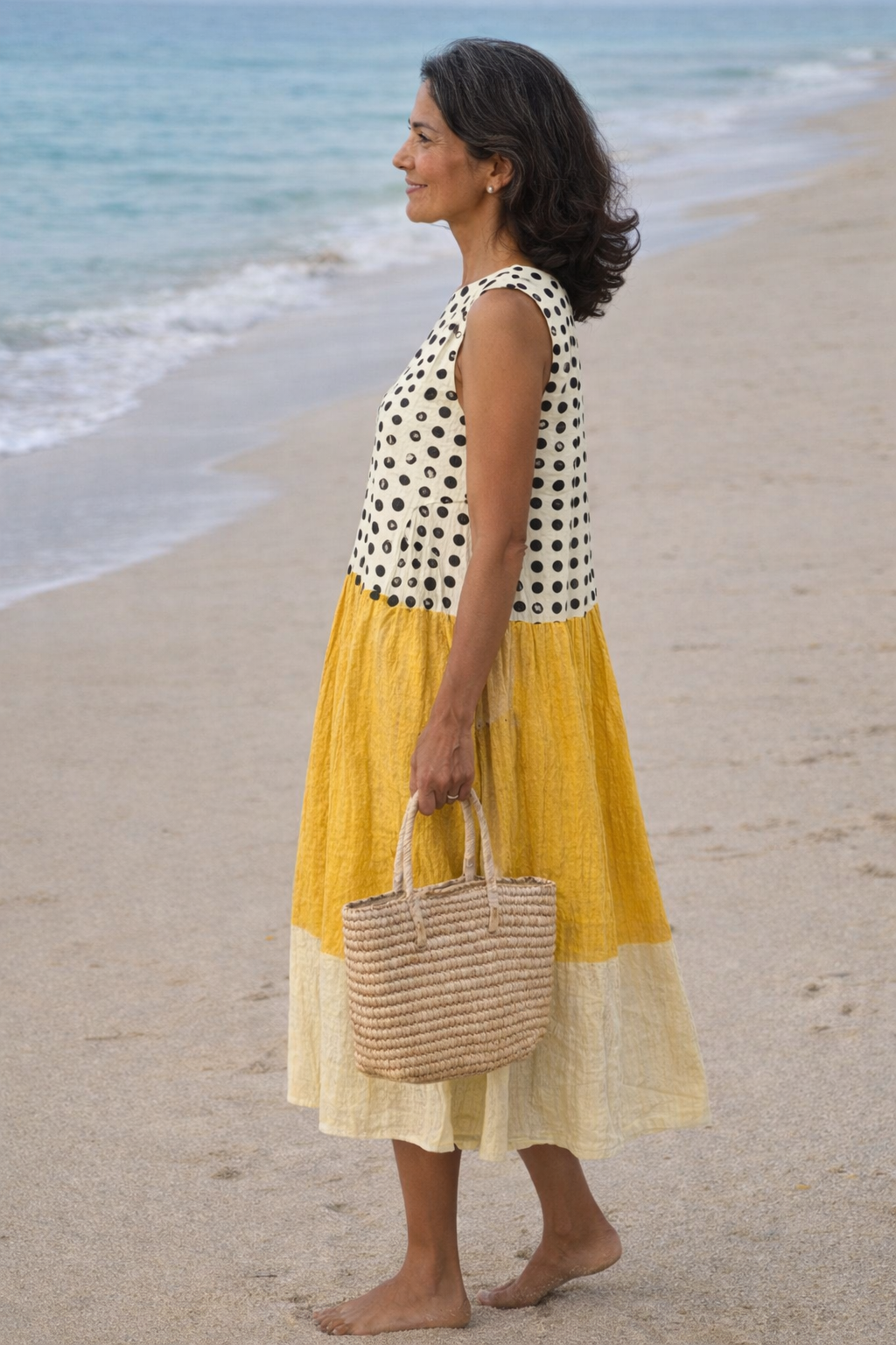 Mabelle™ | Colorblock Polka Dot Midi Dress
