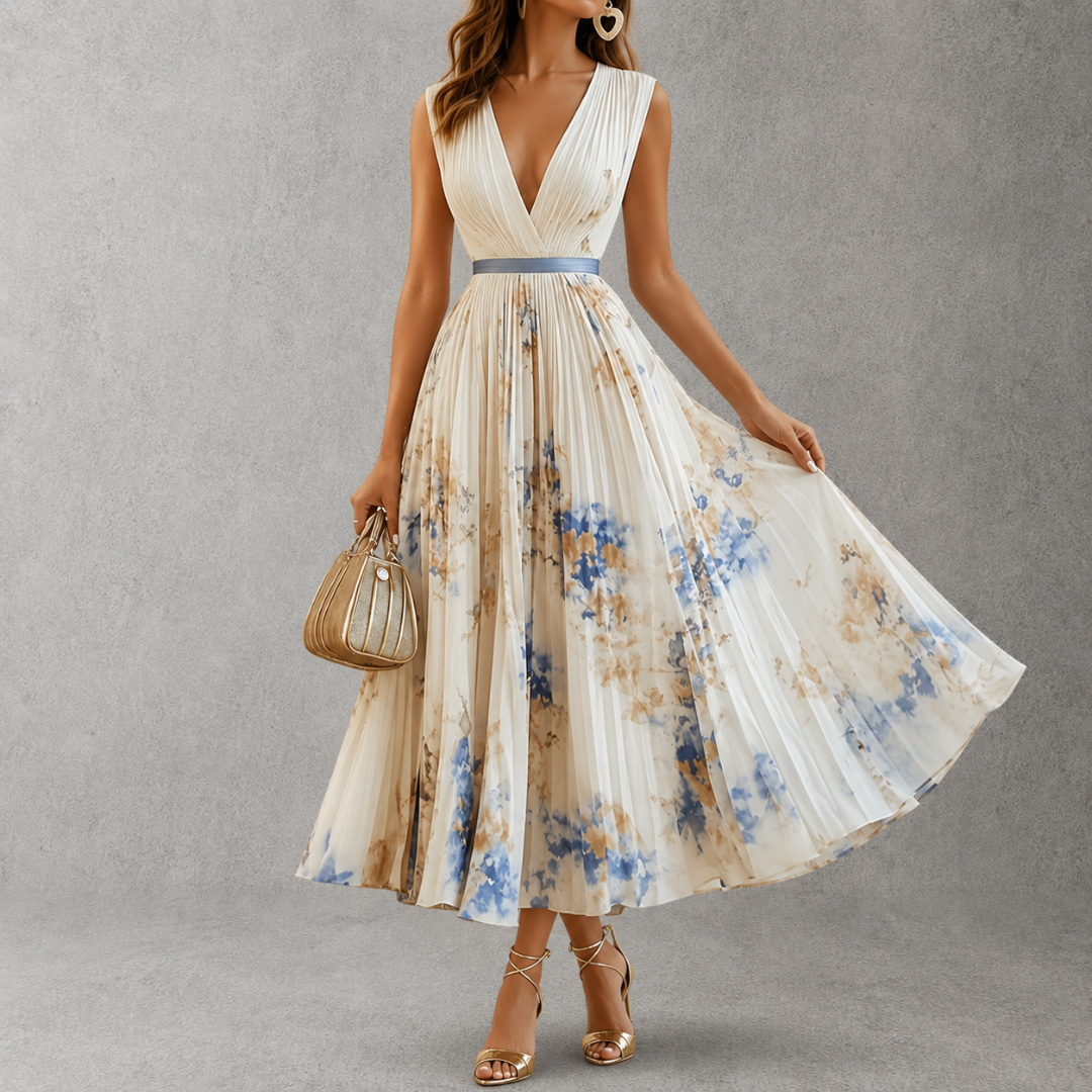 Celestine™ | Elegant Pleated Maxi Dress