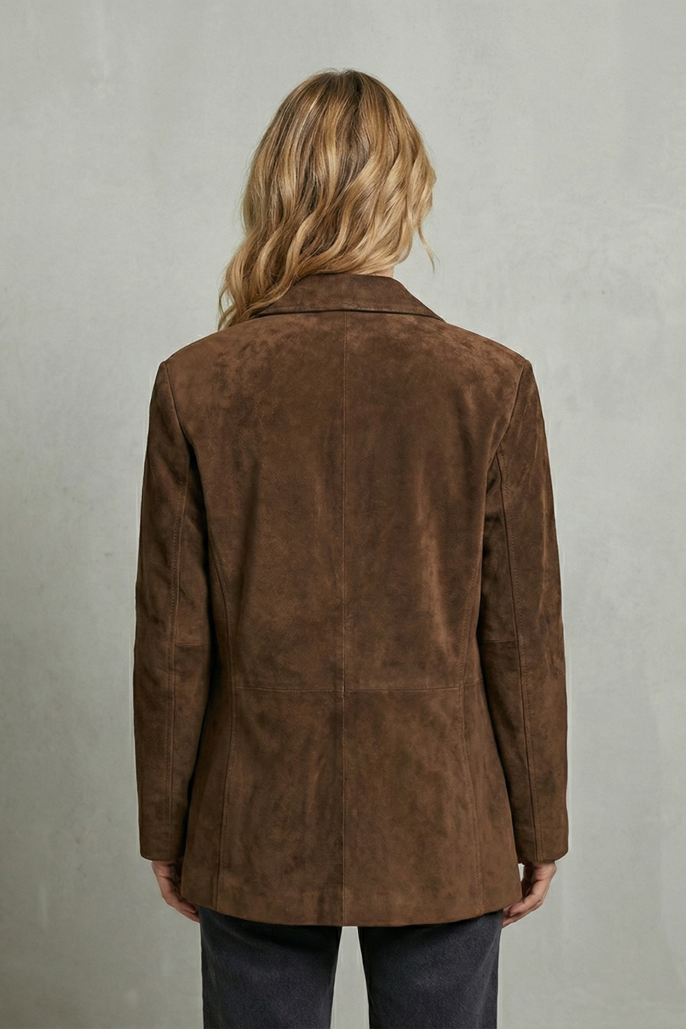 Women's Structured Shoulders Suede Blazer