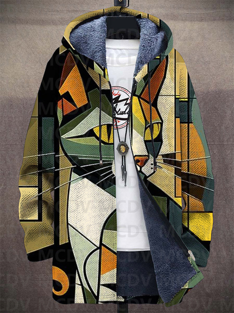 Myrielle™ | Hooded Zip Cardigan with Artistic Cat Print