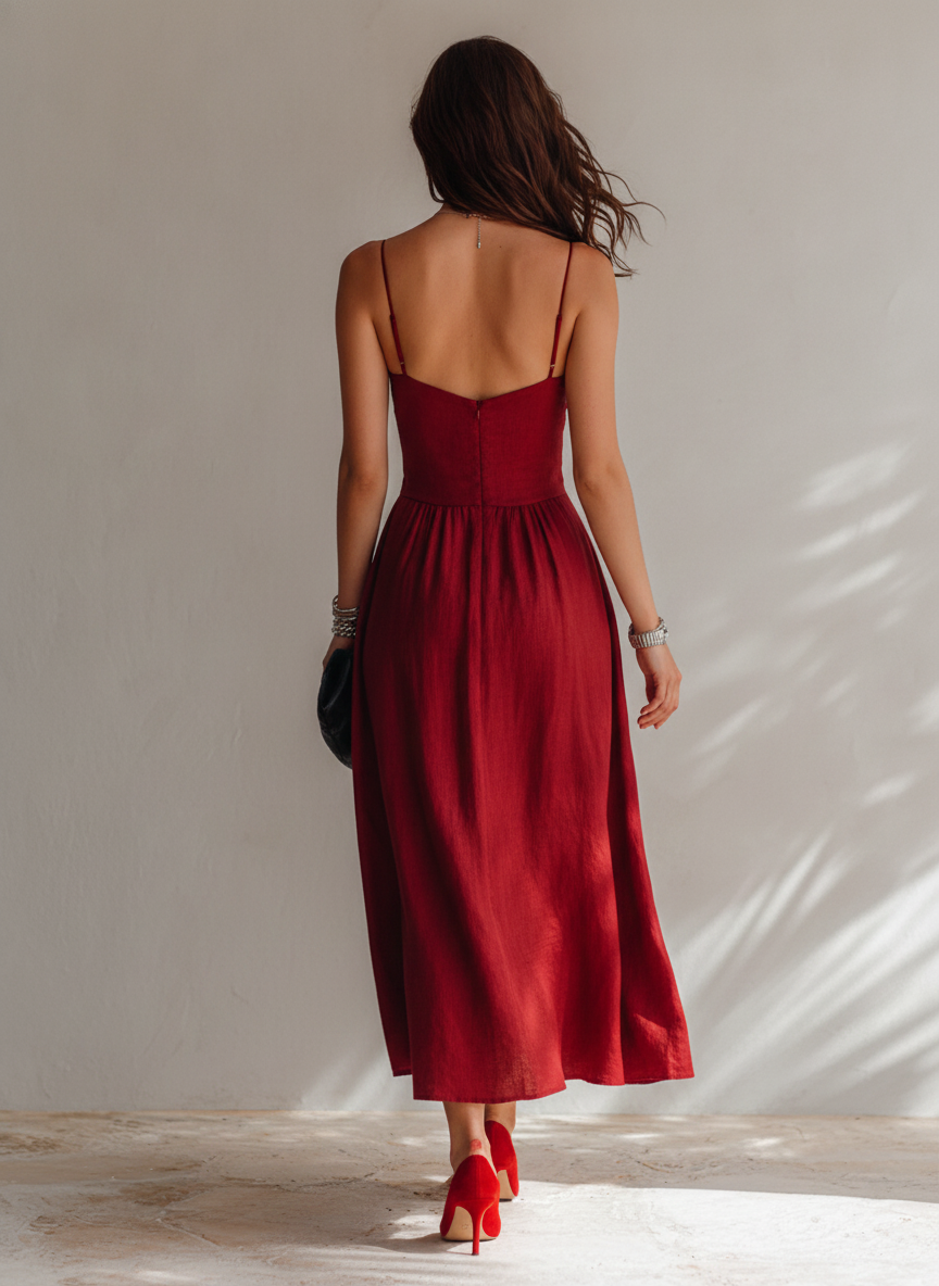 Gisella™ | Midi Dress with Sweetheart Neckline and Ruched Bodice
