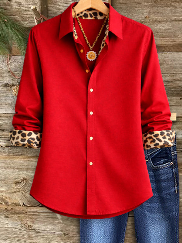 Loxanne™ | Leopard-Cuff Button-Up Shirt