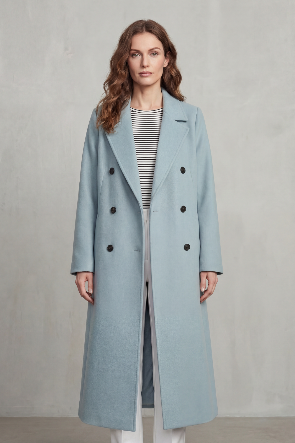 Women's Double-breasted Design Wool Blend Coat