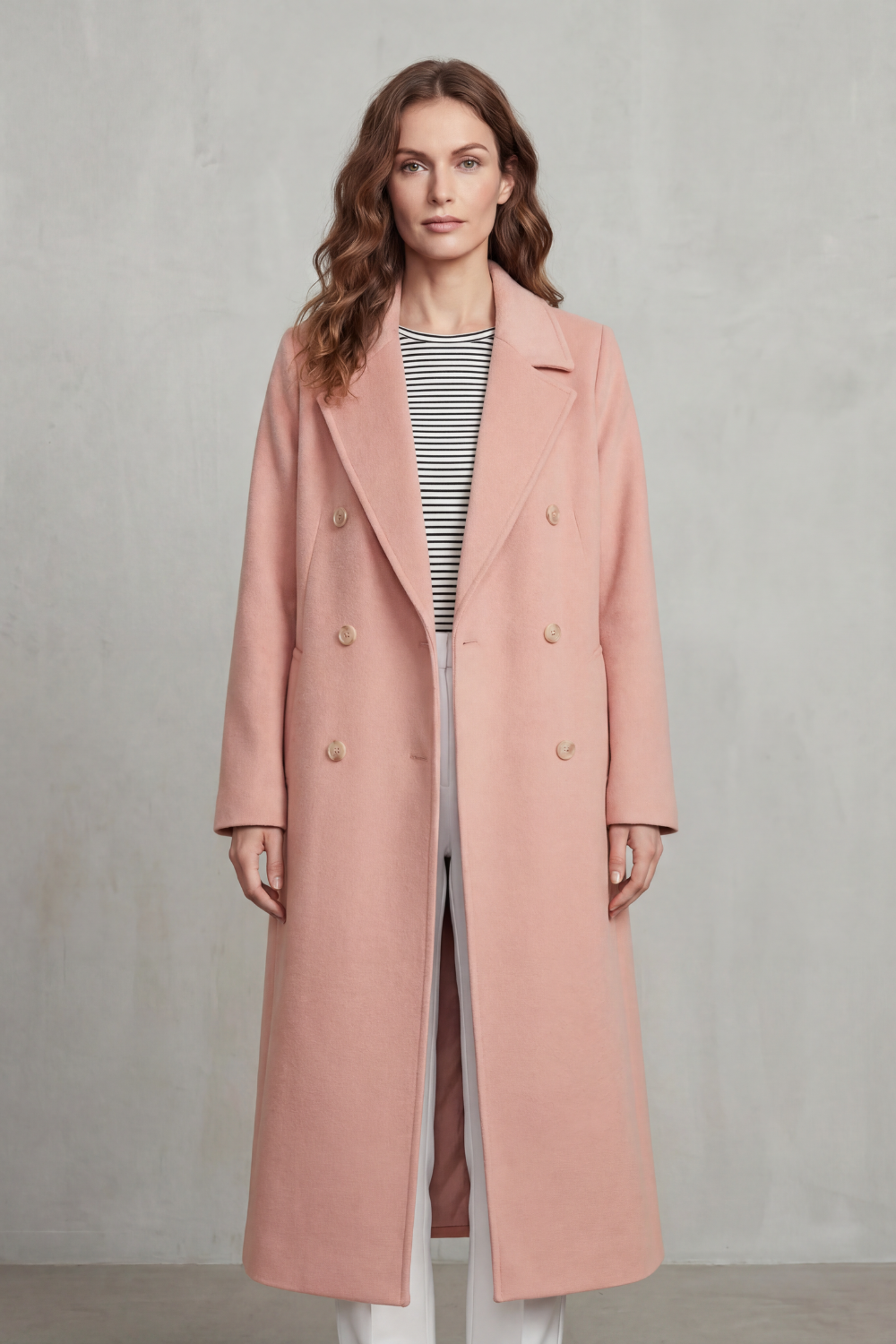Women's Double-breasted Design Wool Blend Coat