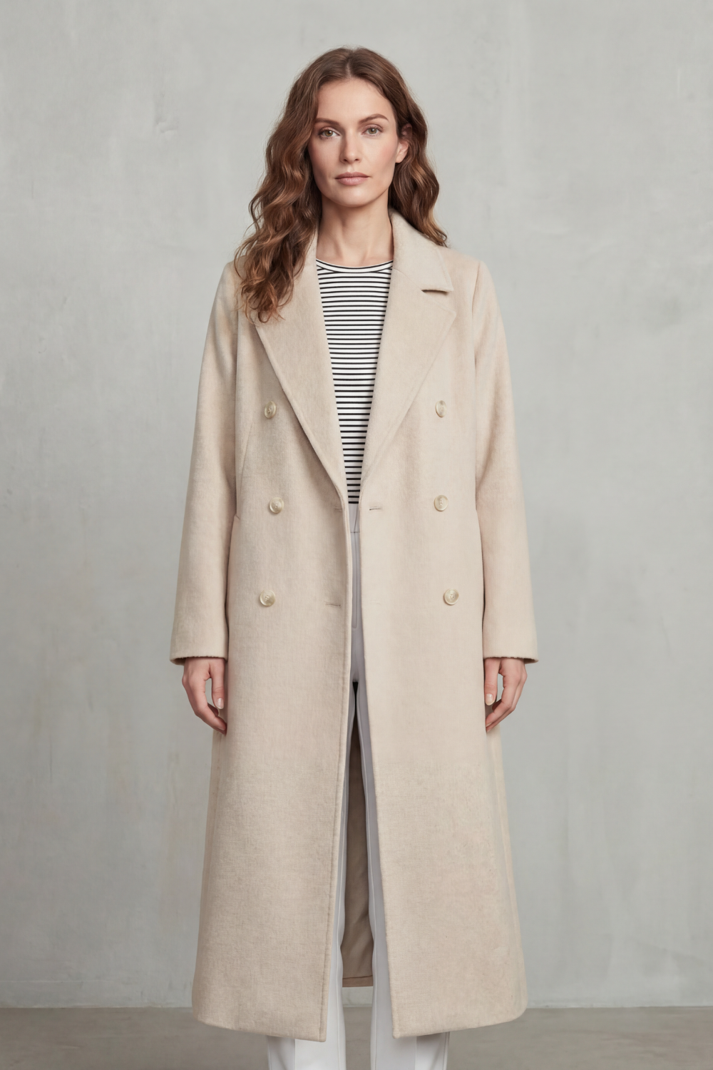 Women's Double-breasted Design Wool Blend Coat