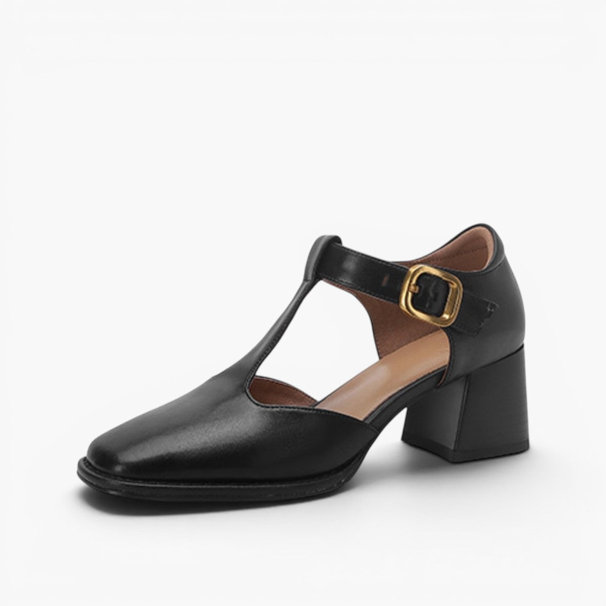 Women's T-Strap Leather Pumps
