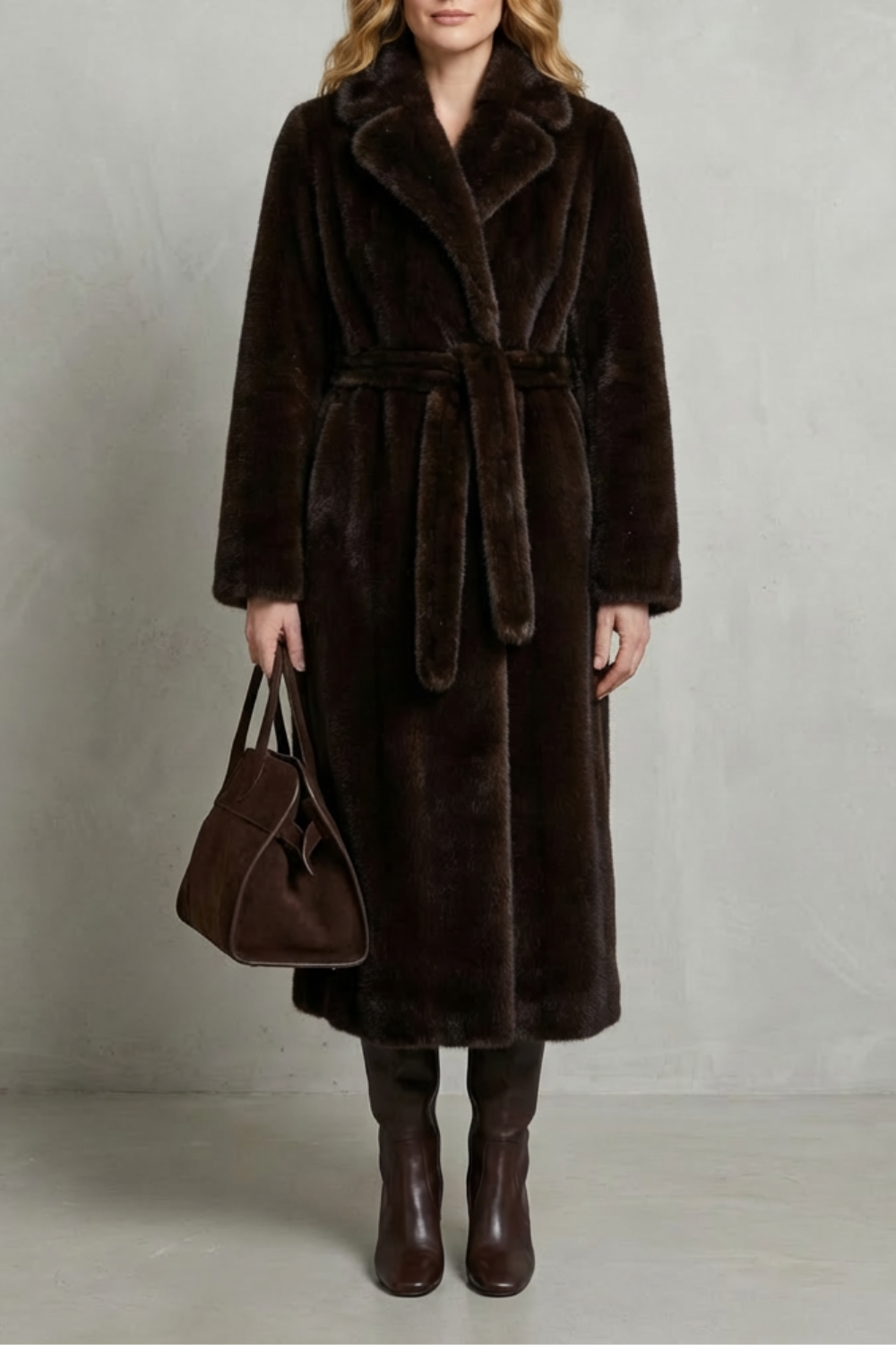 Women's Oversized Silhouette Faux Fur Long Coat