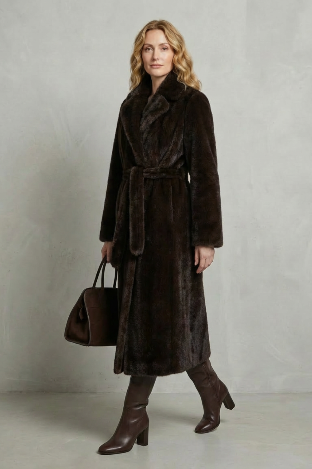 Women's Oversized Silhouette Faux Fur Long Coat