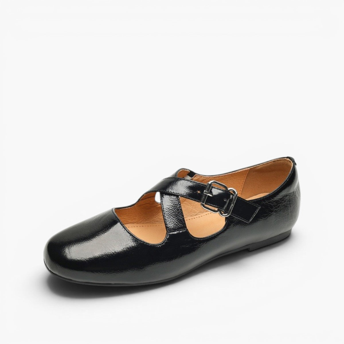 Women's Cross-Strap Leather Flats