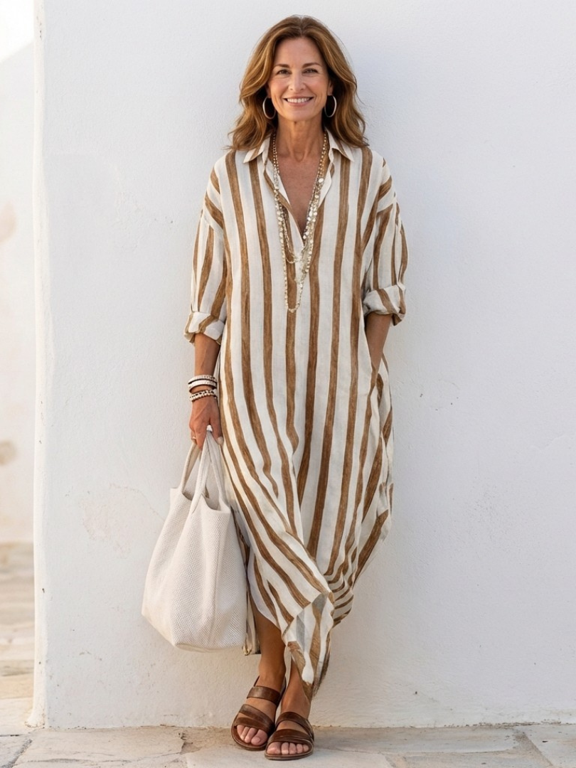 Joanna™ | Striped Midi Shirt Dress