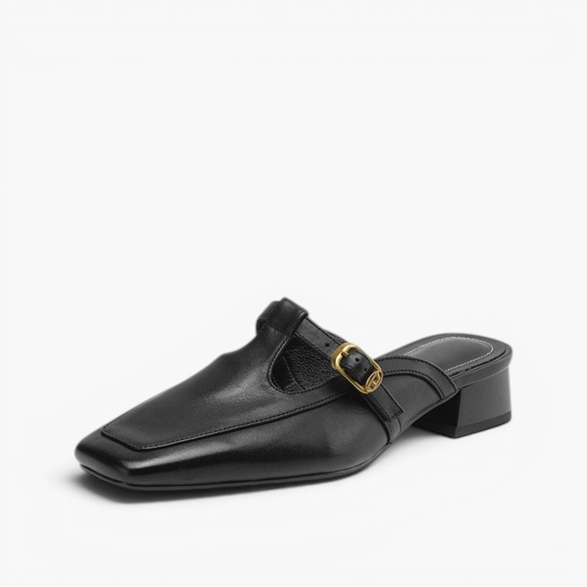 Women's T-Strap Leather Mules