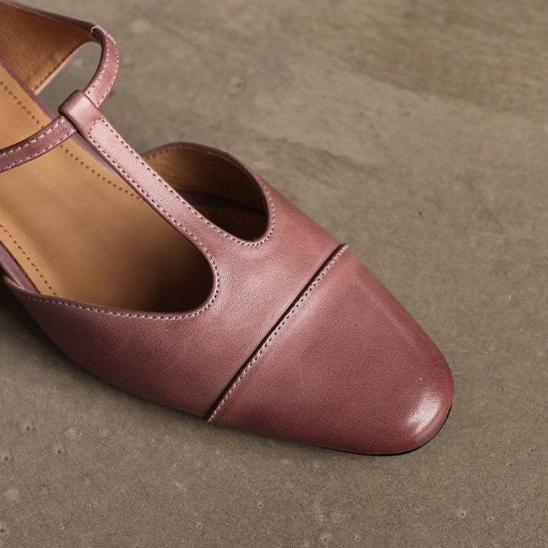 Women's T-Bar Leather Mules
