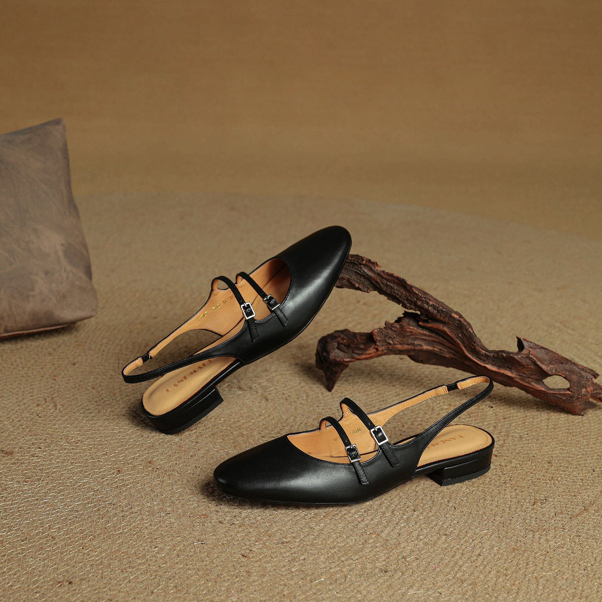 Women's Leather Slingback Mary Jane Flats