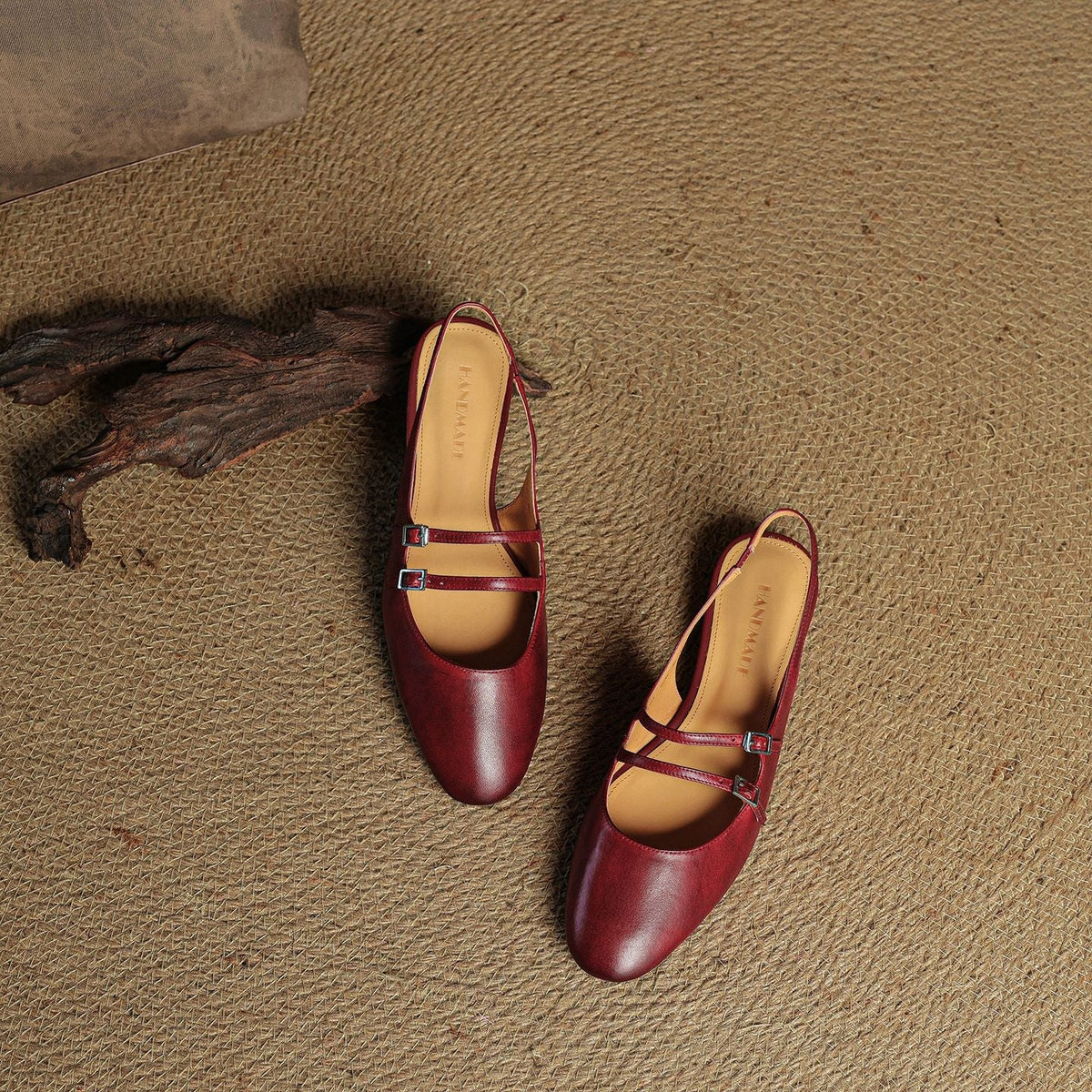 Women's Leather Slingback Mary Jane Flats