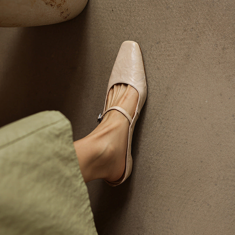 Women's Square-Toe Leather Mules